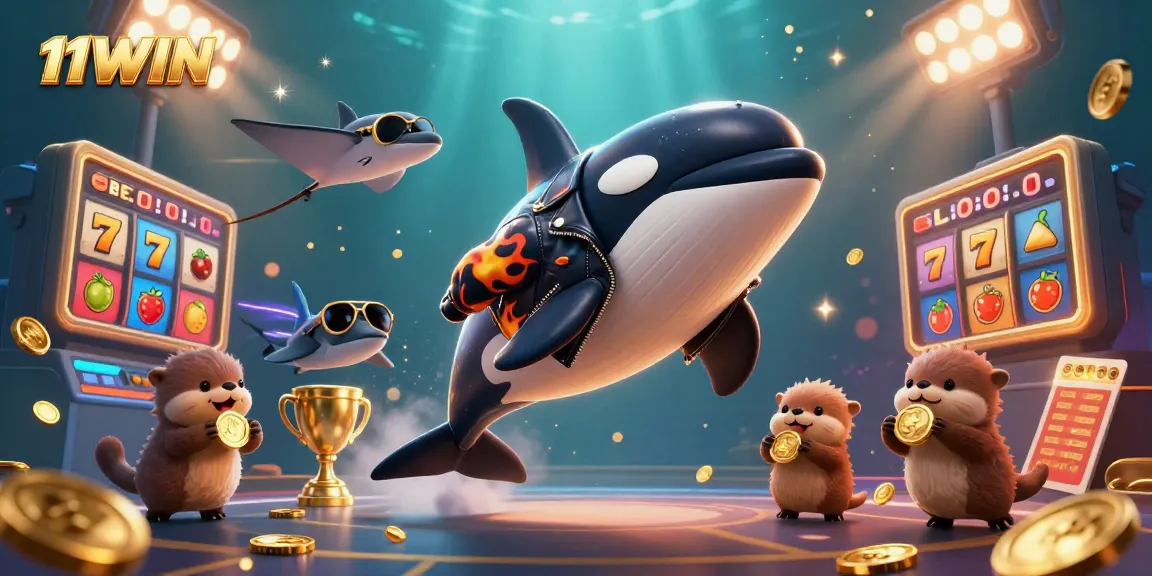 Experience the thrill of winning with 11WIN's dynamic casino game elements and vibrant characters.