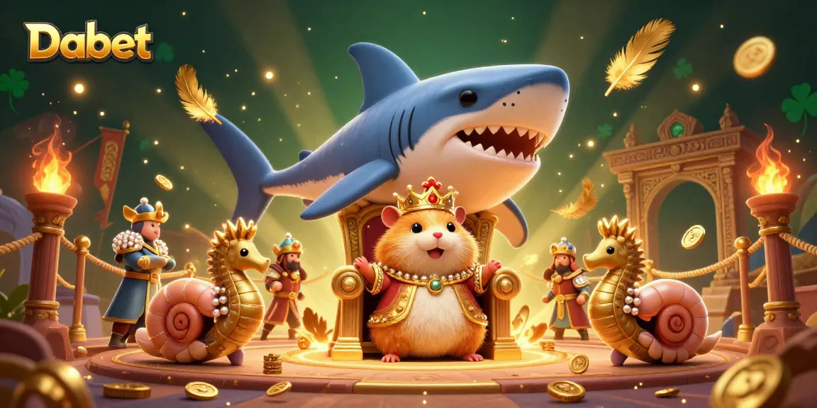 Dabet enhances gameplay with the golden hamster king surrounded by vibrant casino elements and thrilling action.