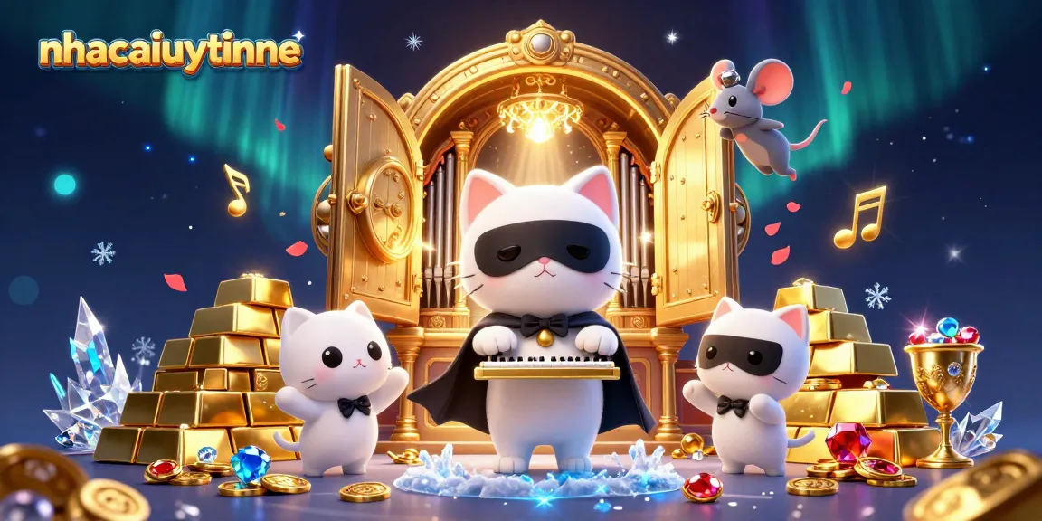 Experience thrilling gameplay at nhacaiuytinne with golden treasure and exciting casino elements in an enchanting illustration.