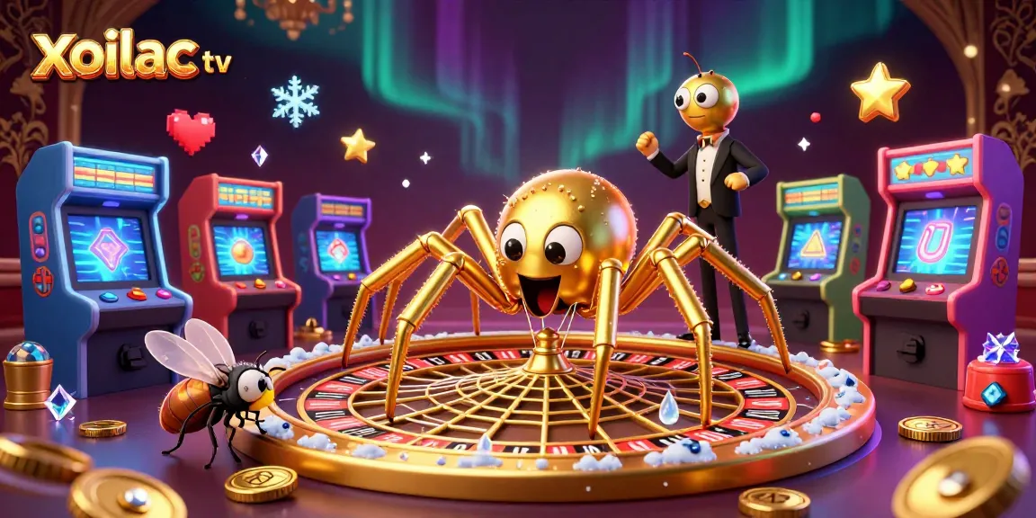 Experience thrilling betting with Xoilac TV's dynamic casino scene featuring a spider and croupier.