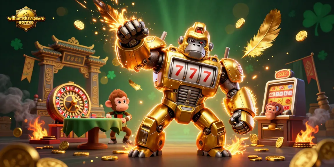 Play thrilling slots with williamshakespeare-sonnets as you encounter a golden mech and roaring casino excitement!