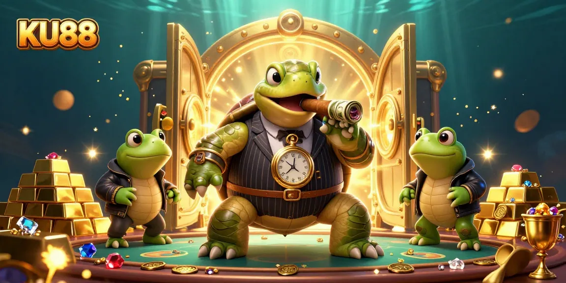 Experience thrilling wins at KU88 Casino with a vibrant 3D illustration capturing dynamic casino action.