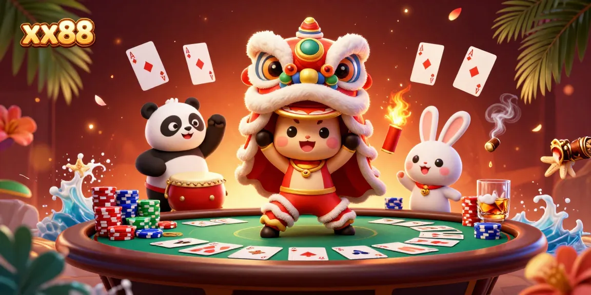 Engage with xx88's thrilling casino experience featuring vibrant characters and poker action.