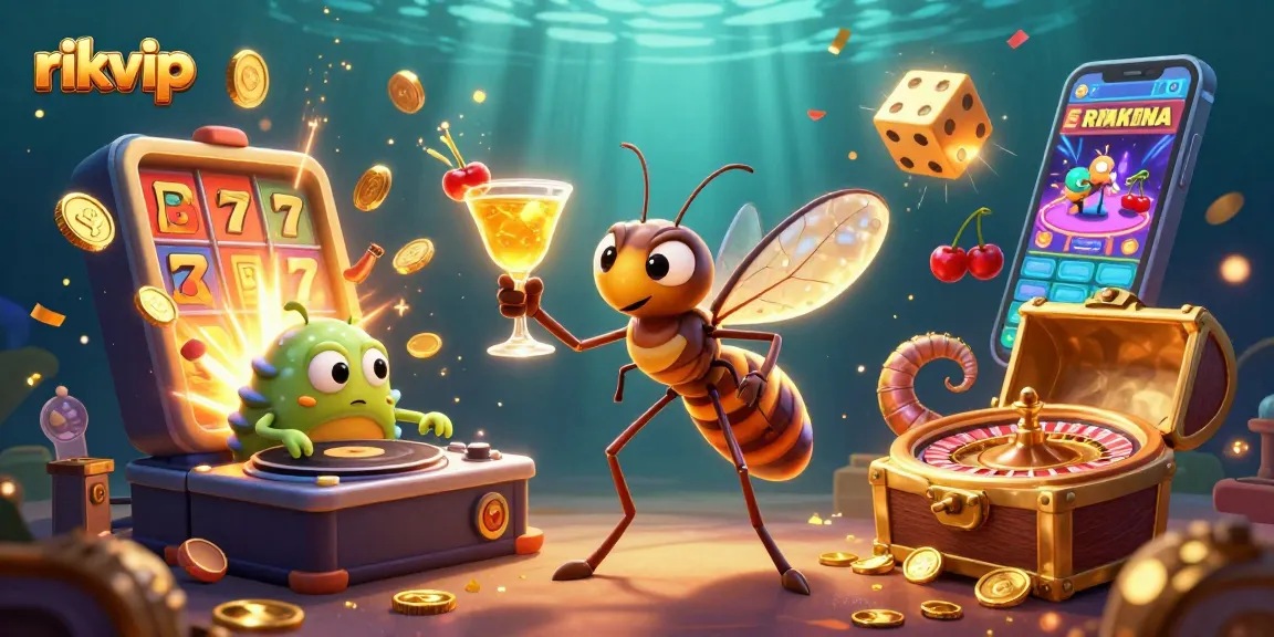 Experience the excitement of rikvip casino with vibrant characters and gaming elements in a lively 3D scene.