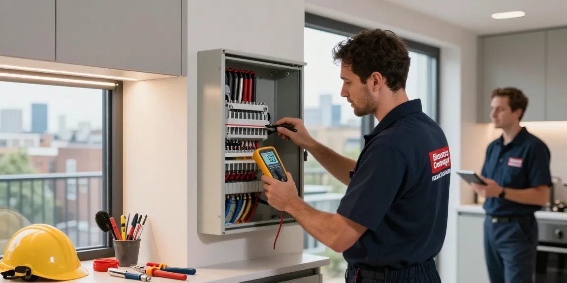Expert electrician providing electrical services in London, ensuring safety and quality in a modern kitchen.