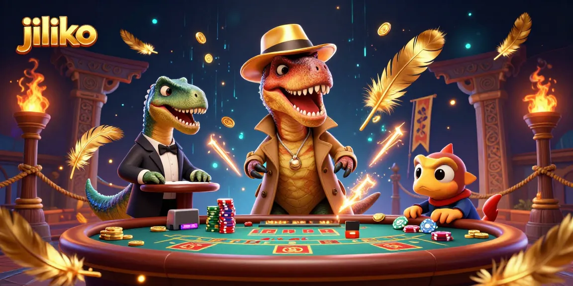 Experience thrilling gameplay at Jiliko with a velociraptor card counter and dynamic casino elements.