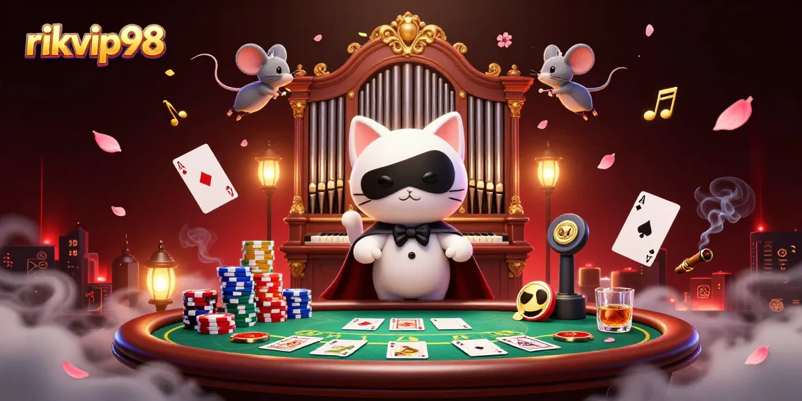 Engage with rikvip98 by experiencing an exciting 3D casino scene filled with vibrant characters and game elements.