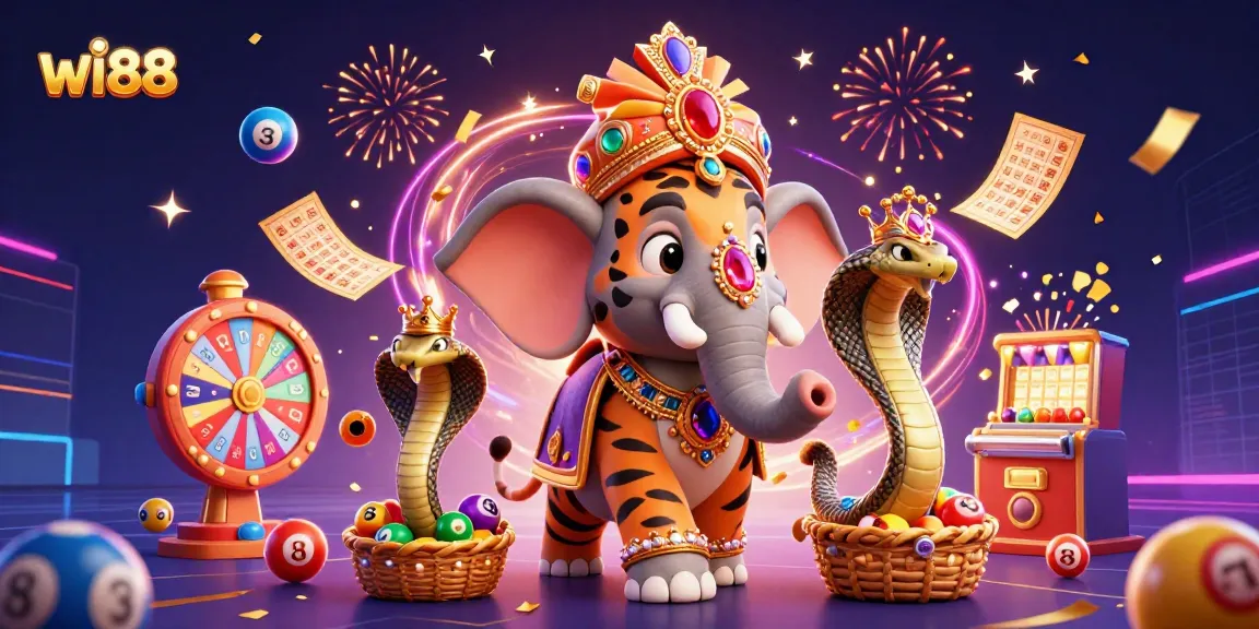 Experience excitement at wi88 with dynamic characters, colorful lottery elements, and a festive casino atmosphere.