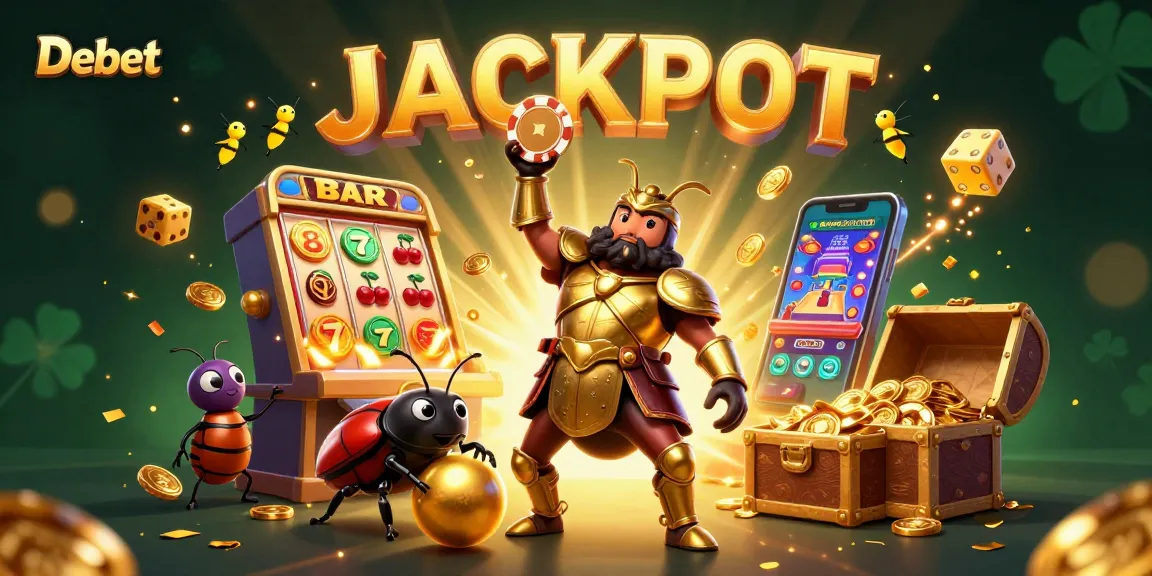 Experience the excitement of winning at Debet with dynamic casino scenes and engaging characters.