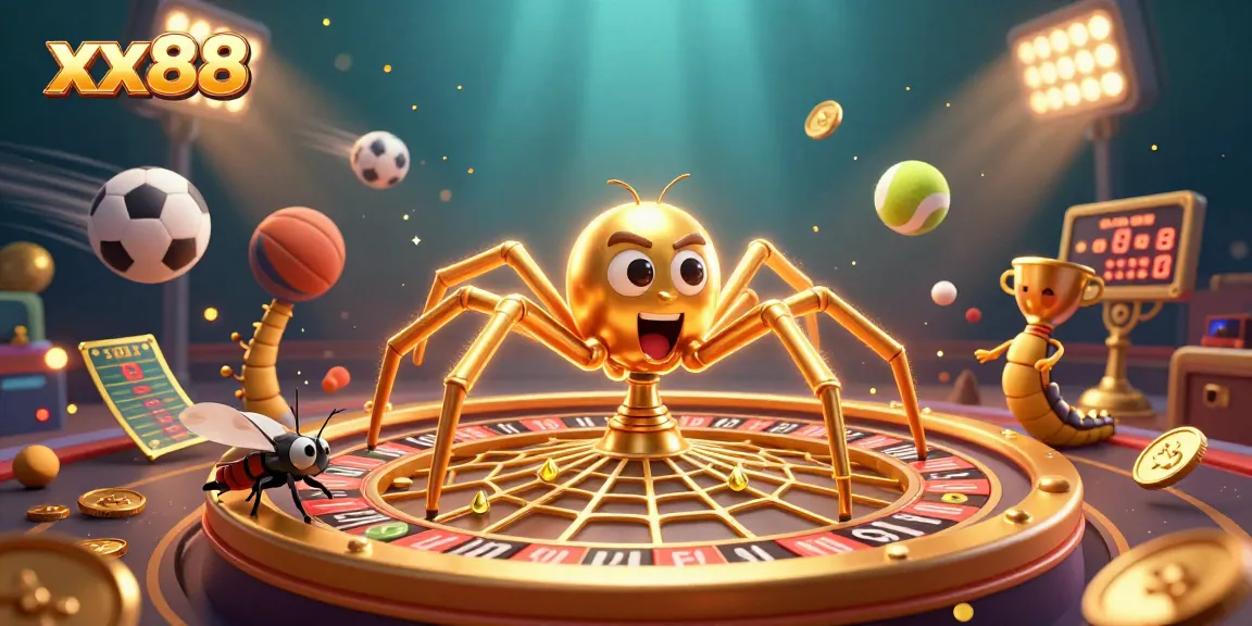 Spin the roulette wheel at xx88 while a fly nervously bets on sports excitement.