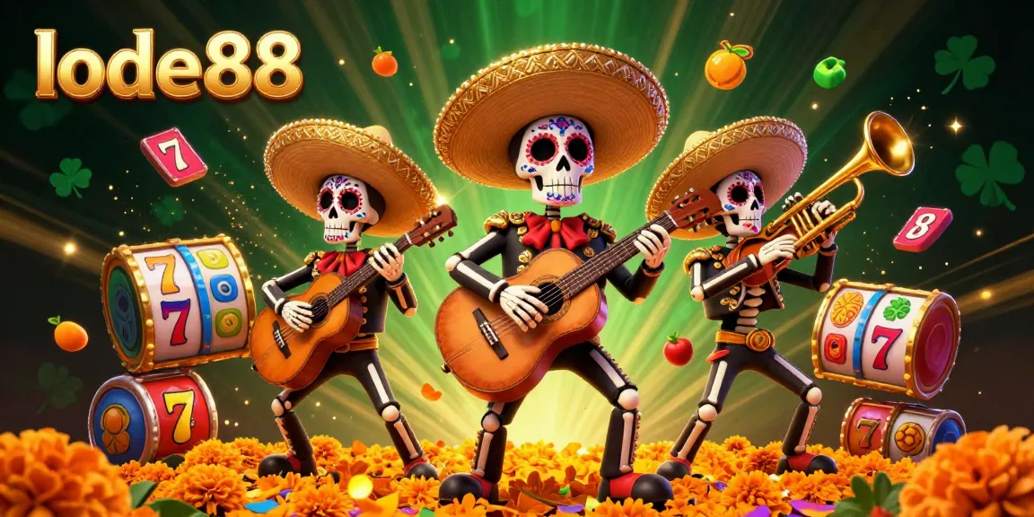 Experience the thrill of lode88 with a vibrant 3D mariachi band surrounded by dynamic slot game elements.
