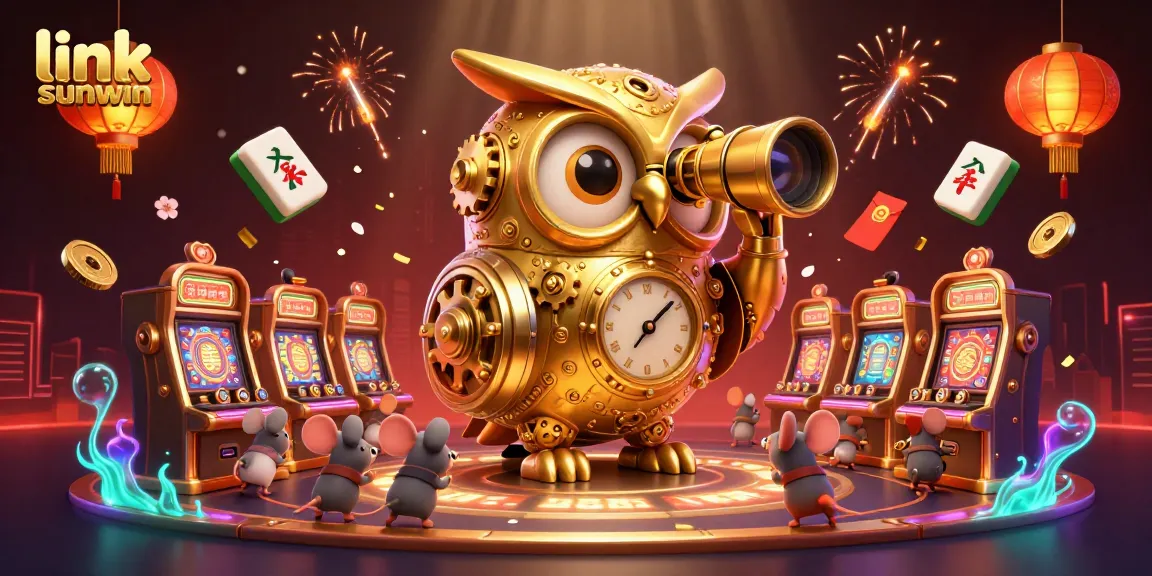 Engage with the vibrant casino experience at link sunwin showcasing a golden owl and lively game elements.