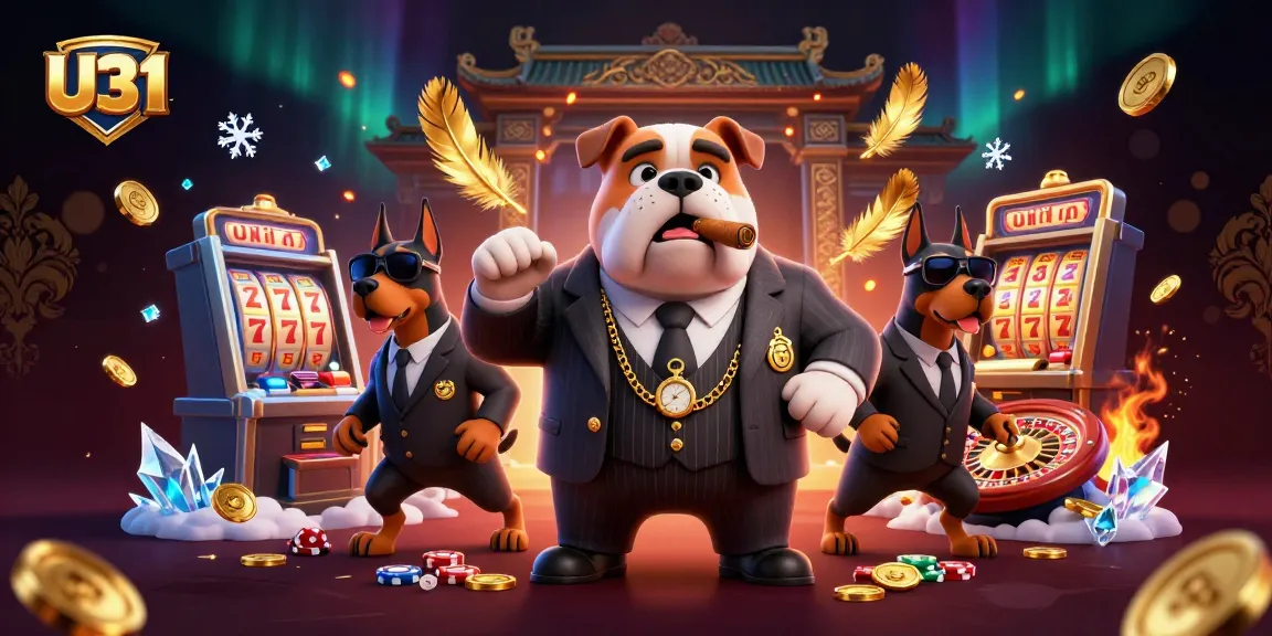 Engage with U31's thrilling slots and casino games featuring a mafia bulldog and bodyguards.