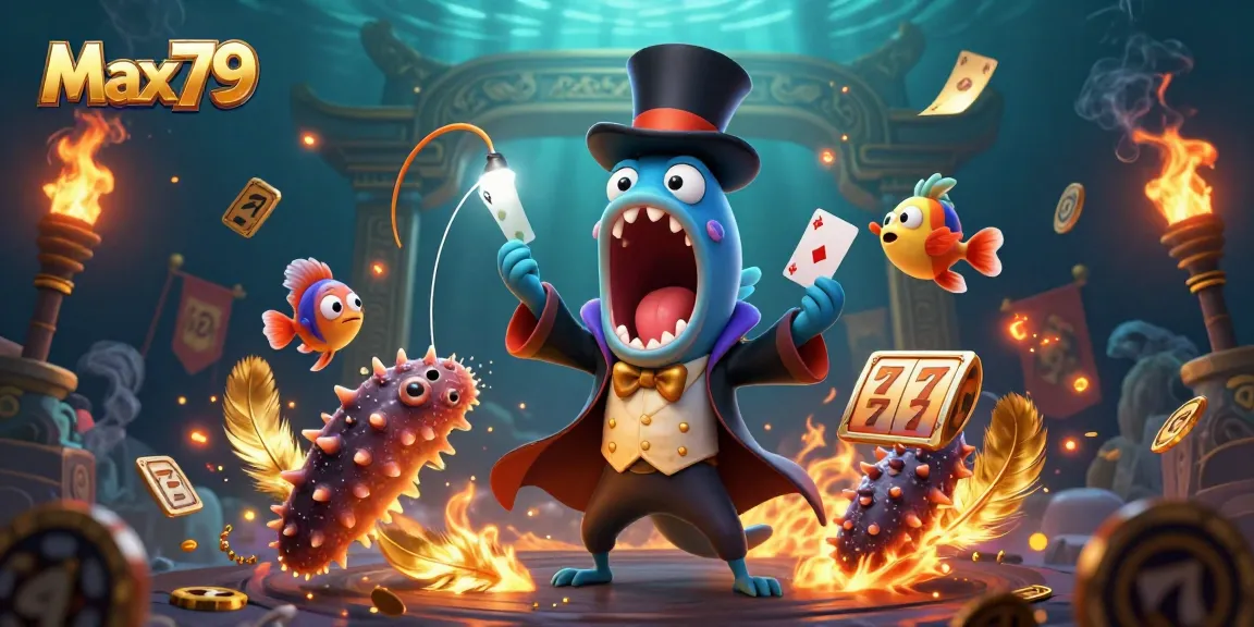 Max79 captivates players in a vibrant underwater casino world with card tricks and dynamic gaming elements.