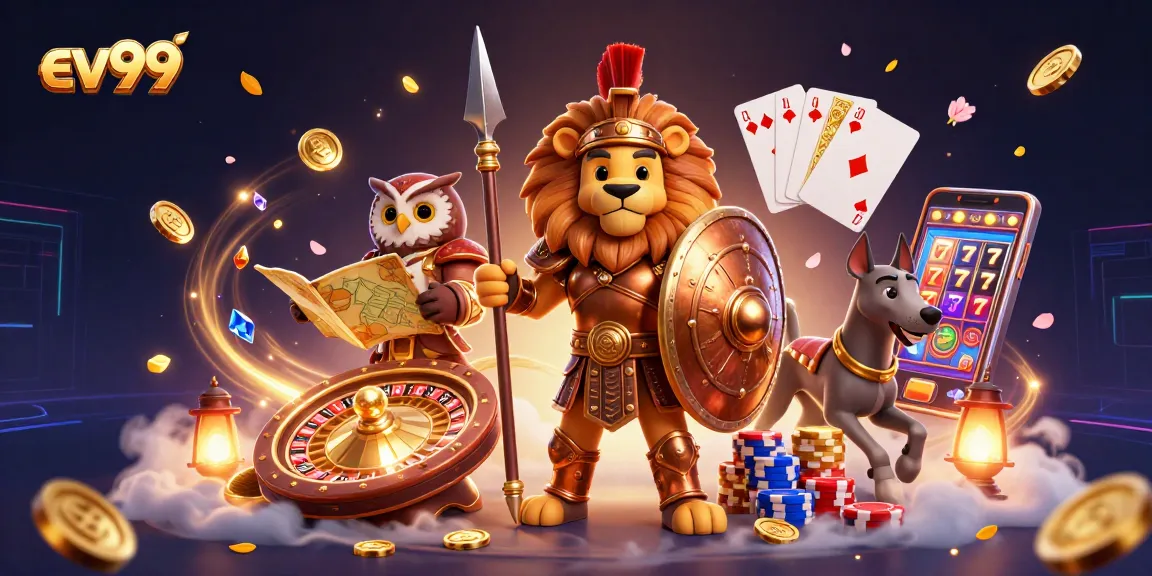 Experience thrilling wins with ev99 at the dazzling casino scene showcasing rich gaming elements.