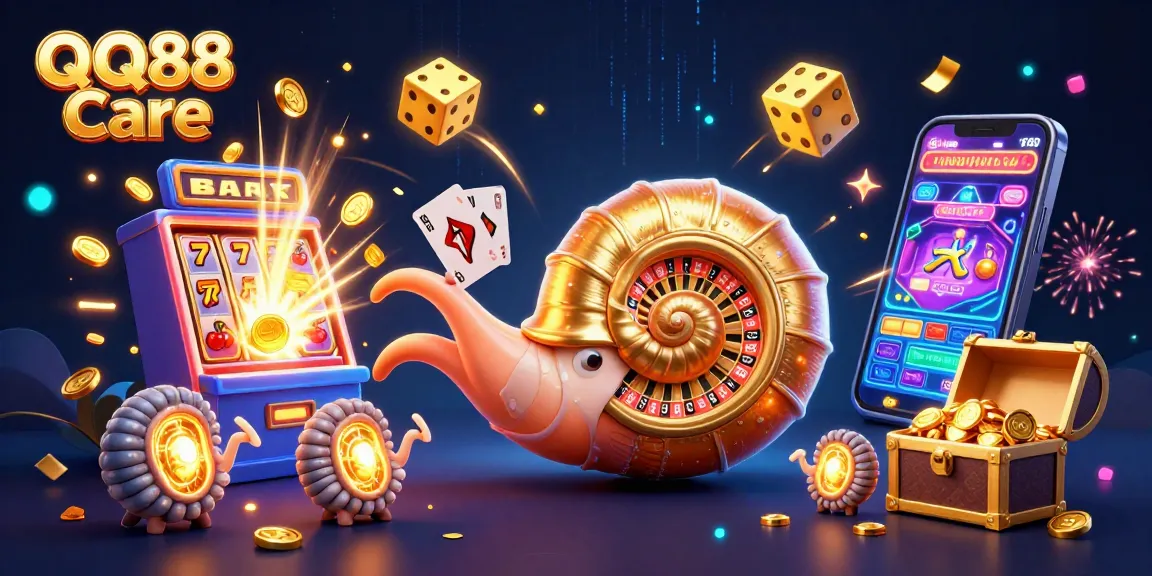 Experience exciting gameplay at QQ88 Care with a vivid casino scene featuring a giant nautilus and glowing treasures.