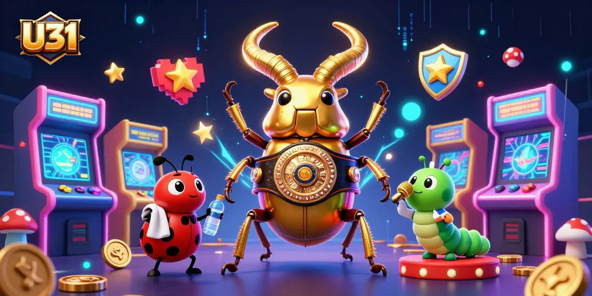 U31 casino features exciting gameplay with a vibrant scene showcasing a cartoon champion beetle and gaming elements.