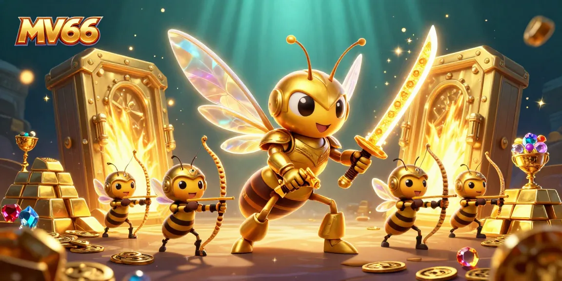 Win big with MV66's exciting casino games in a vibrant digital illustration.