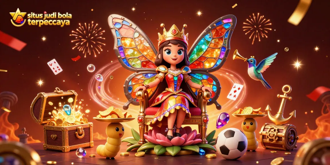 Experience situs judi bola terpercaya with a vibrant 3D illustration showcasing sports betting excitement and colorful elements.