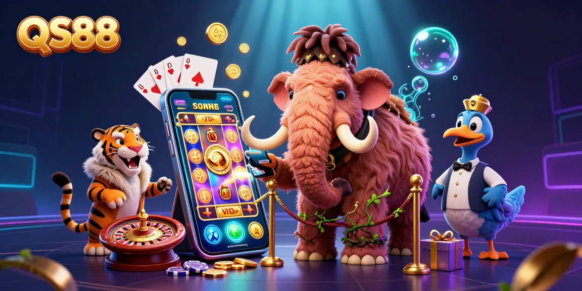 Experience the excitement of QS88 as unique characters welcome you to a dynamic casino scene full of games.